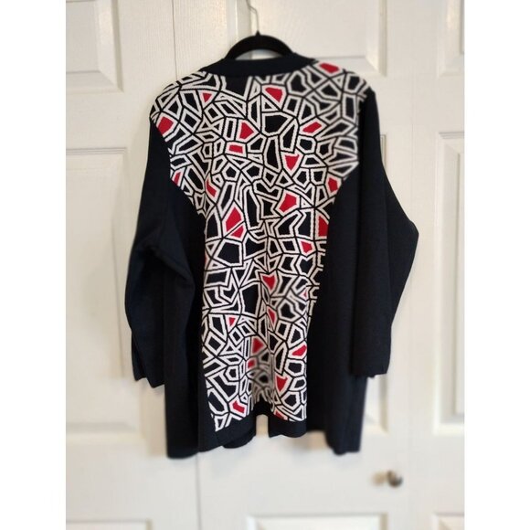 NWT‎ Christopher & Banks Navy blue abstract print open cardigan - Picture 2 of 6